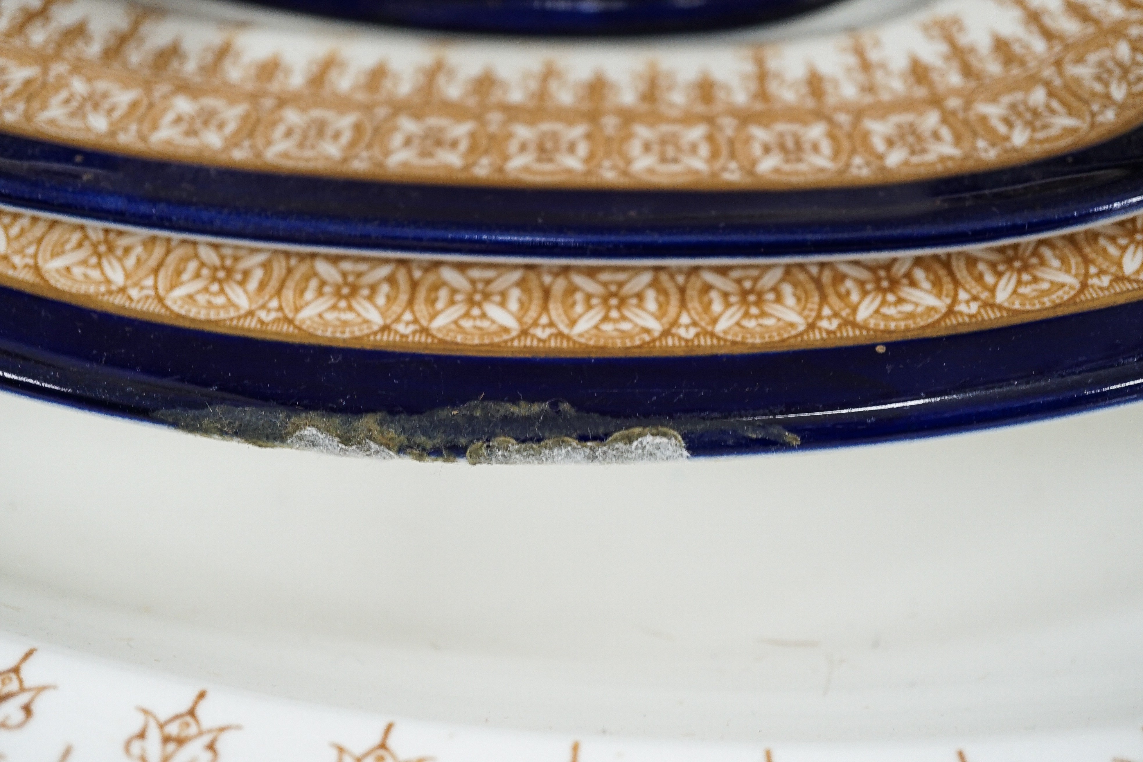 A Royal Worcester vitreous part dinner service, and a Doulton Burslem basin, 44cm